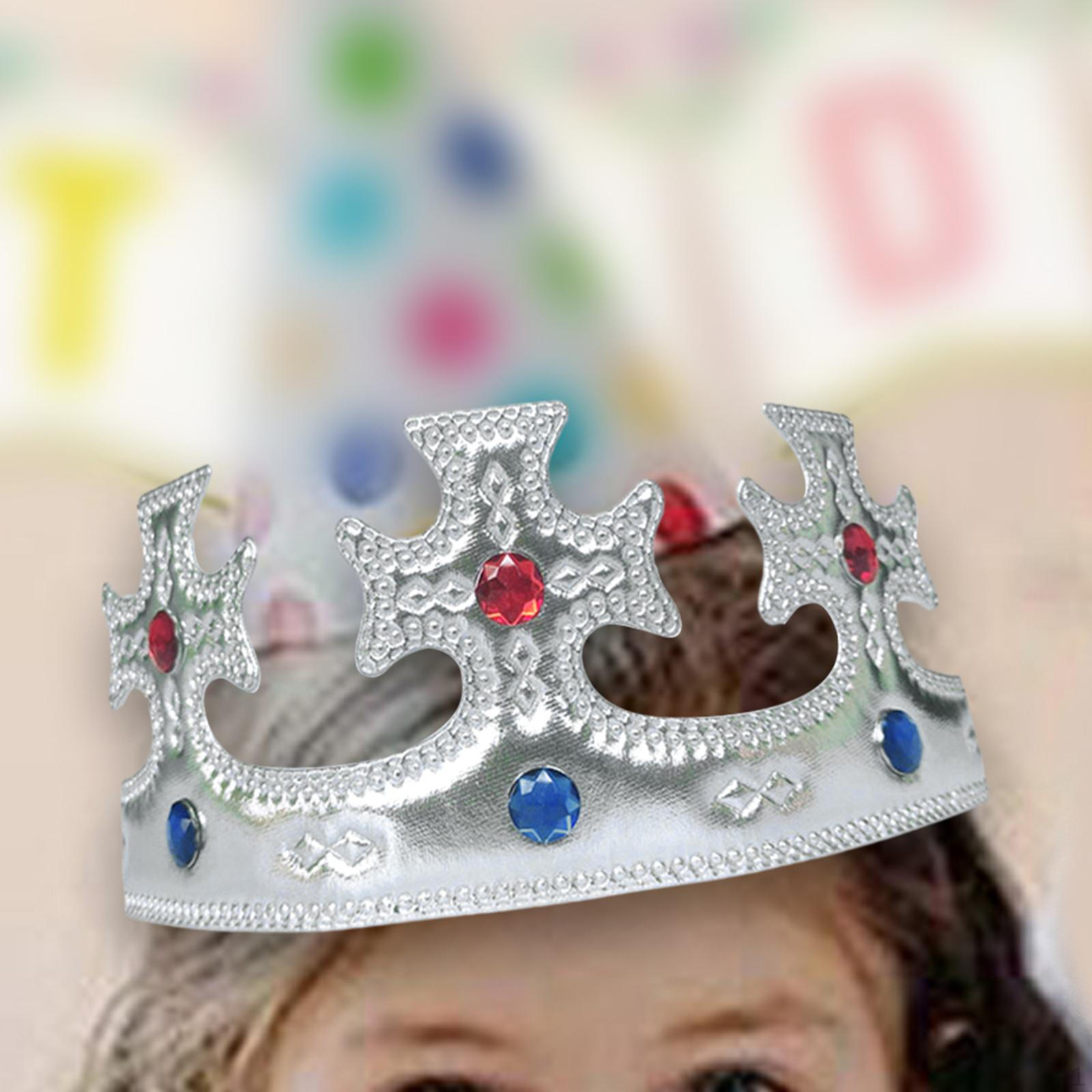 

Корона для карнавалу на день народження, корона для дітей, корона для королеви, капелюх із тканиною для коронації срібний