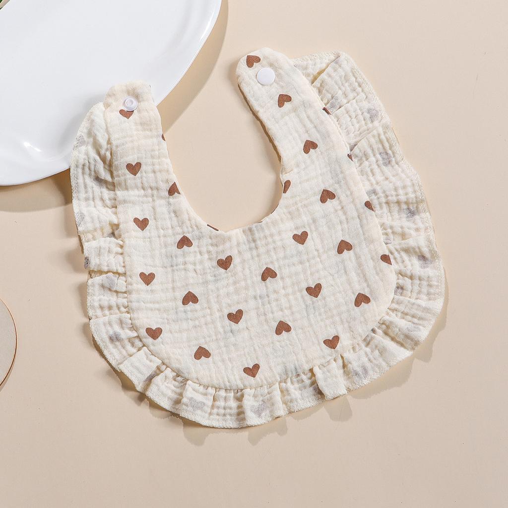 Cute Ruffle Edge Baby Bibs Kids Feeding Anti Dirty Bibs Infant Burp Cloths Newborn Fashion Pure Cotton Feeding Set Accessories