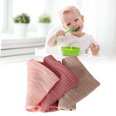 Pack of 3pcs Cotton Drooling Bib Baby Washcloths Newborns Face Towel 4-Layer Absorbent Burp Cloths Breathable 22x23cm