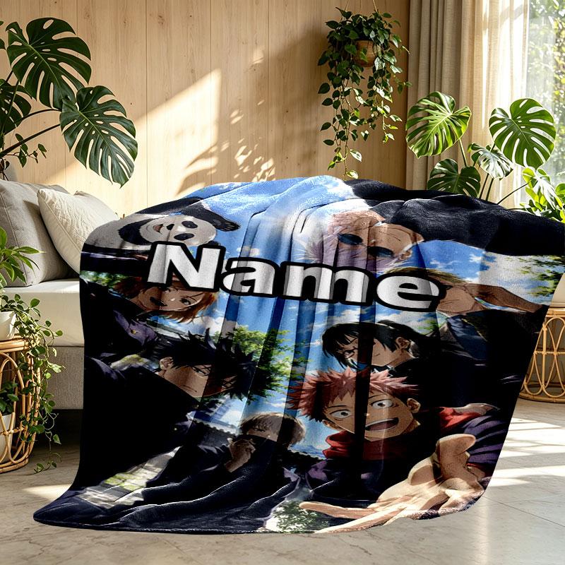 Couverture Imprimée Personnalisée au Nom Jujutsu Kaisen, Décoration Intérieure, Chambre à Coucher, Canapé, Camping, Canapé, Cadeaux pour Anniversaire Noël