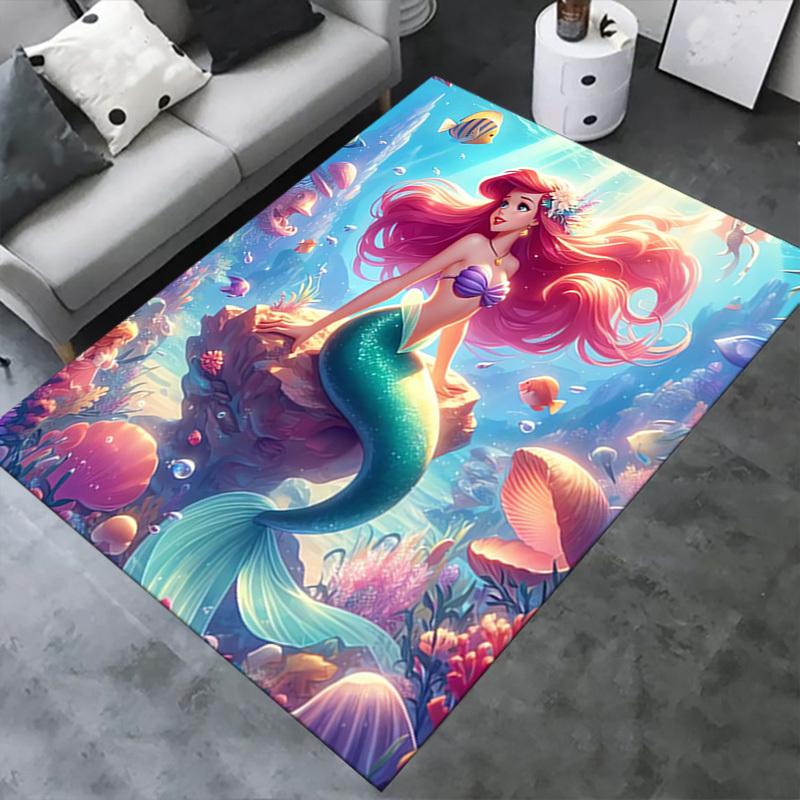 1pcOffice Carpet, Under Chair Rug, Gift for Home Decor, Mermaid Tail Design, Vibrant Coral Reef Scene