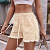 Women Stretch Denim Shorts Ripped Frayed Hem Cowgirl Shorts