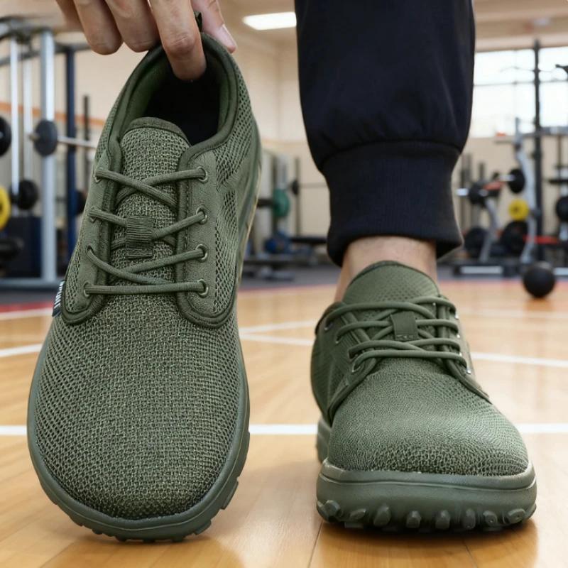 Men's Wide Toe Shoes Breathable Mesh Cushioning Lightweight Comfortable Sneakers Marathon Running Shoe Minimalist Big Foot Shoes