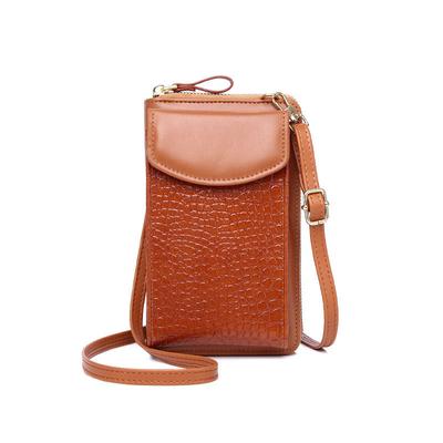 Crocodile Patterned Coin Purse for Women Fashion Shoulder Bags PU Leather Crossbody Messenger Bag Zipper Purse