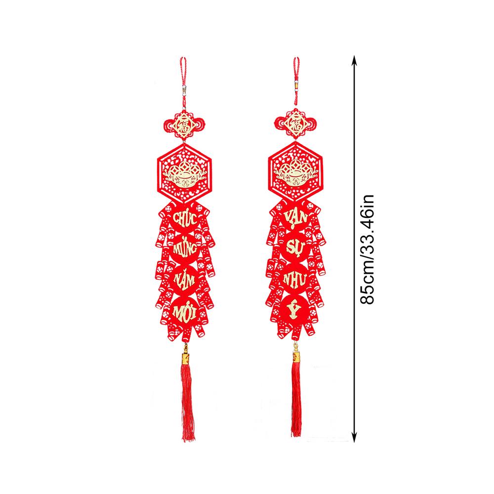Vietnamese Lunar New Year Decoration Couplets New Year Red Knot Tassel Couplets Ornaments Spring Wall Ornaments for Asian Lunar