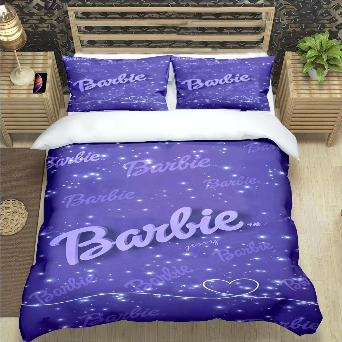 

Fashion B-Barbie Cartoon Print Bedding Sets Bed Supplies Set Comforter Set Teens Girls Cartoon Twin Single Kid Luxury Gift EU Single(135*200cm)3pcs
