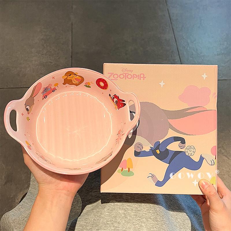 Aiqiyi Xuan Zootopia Cartoon Ceramic Baking and Salad Bowl Round
