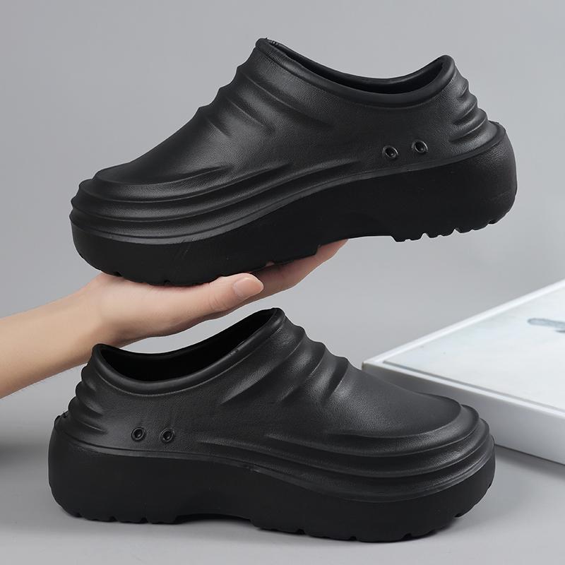 Fashion Chef Shoes Men's Summer Waterproof Non-slip Kitchen Shoes One Pedal Men's Green Black Labor Insurance Men's Shoes for Work