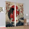 2D Flat Printing 2pcs Window Drapes Yin Yang Koi Japan Wave Digital Printed Polyester Drapes Seasonal Party & Holiday Decor