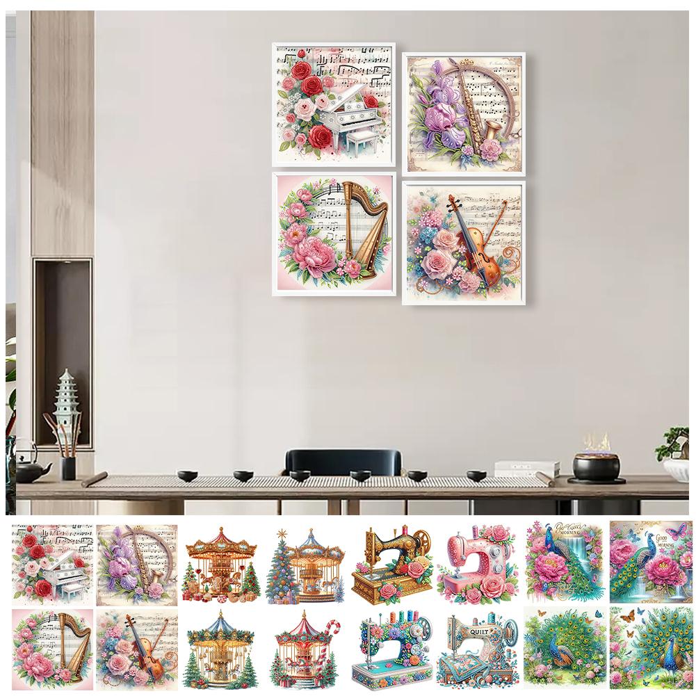 4pcs 5D DIY Special Shape Crystal Partial Diamond Painting Kit Home Wall Decor