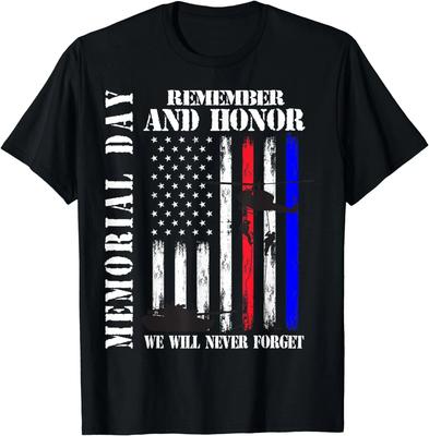 Memorial Day Erinnere Ehre Vergiss Nie Veteran USA Flagge Geschenk Unisex T-Shirt