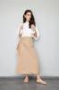 Women's Fashion Cinnamon Double Breasted Tie Detailed Woven Linen Look Skirt