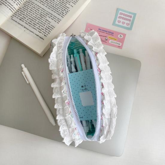 Girls Pencil Pouch Cute Floral Pencil Case Large Capacity Zipper Pen Bag Makeup Bag School Supplies for Students Girls Office Travel