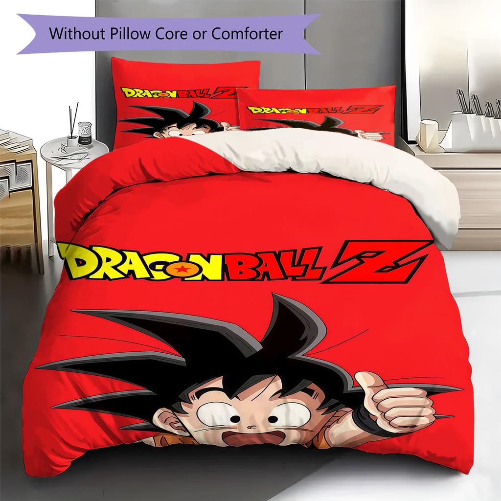 Biancheria da letto con motivo del cartone animato Son Goku, Set piumone Copripiumone Federa Regalo di Compleanno per la Casa (1 * copripiumino + 2 * federa, senza nucleo)