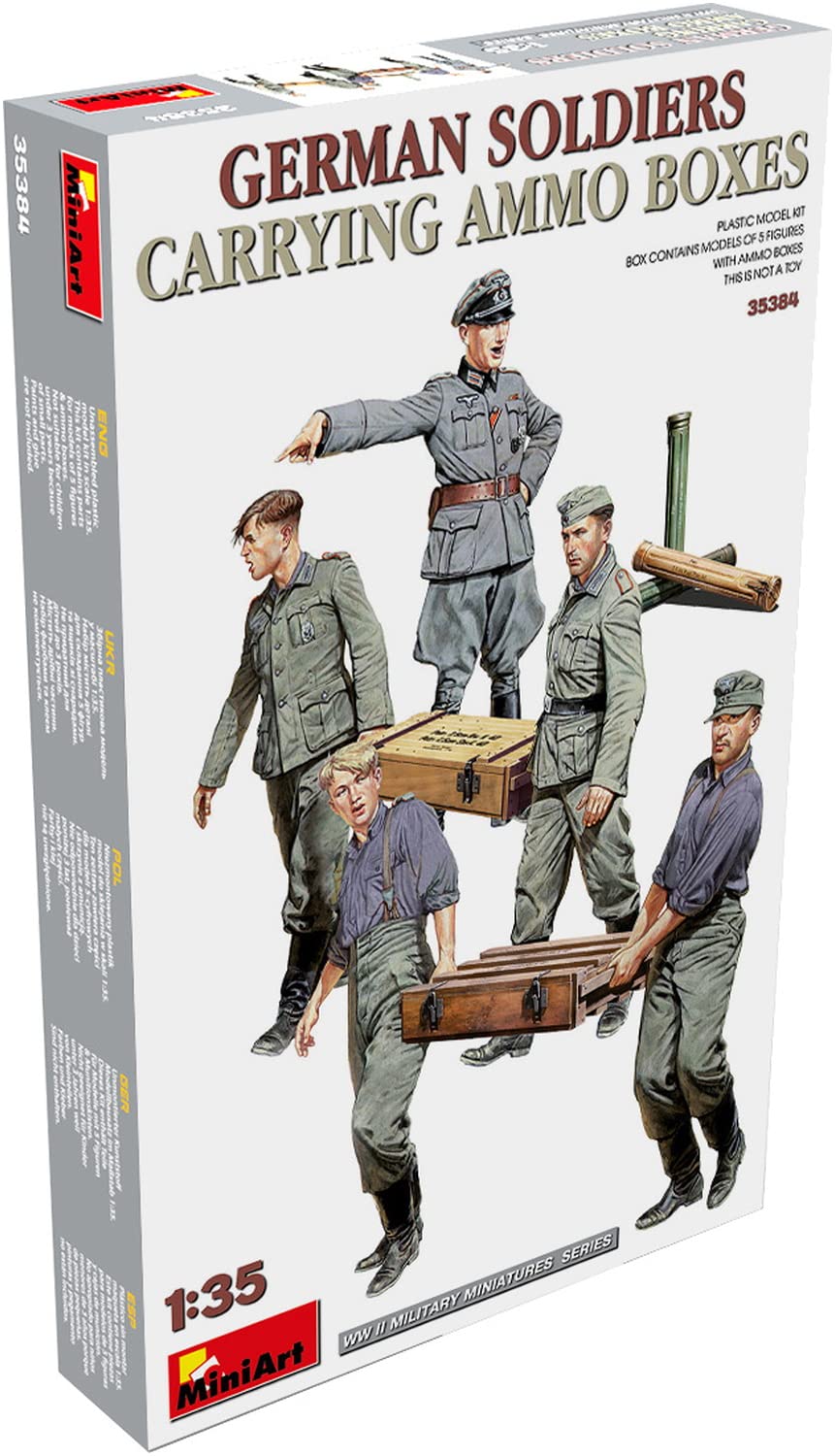 

Miniart German Army Soldier Carrying Ammunition Box 5 Pieces Plastic Model MA35384 1/35
