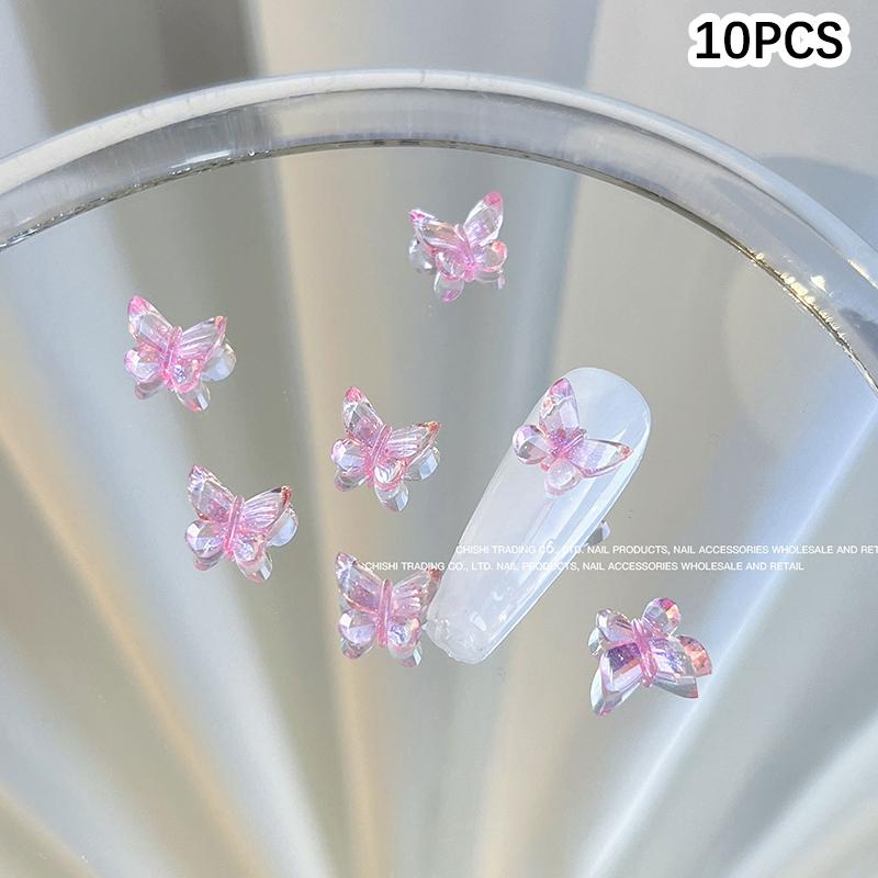 10PCS Ice Crystal Stereoscopic Butterfly Resin Nail Painting Decoration Accessory Nail Patches