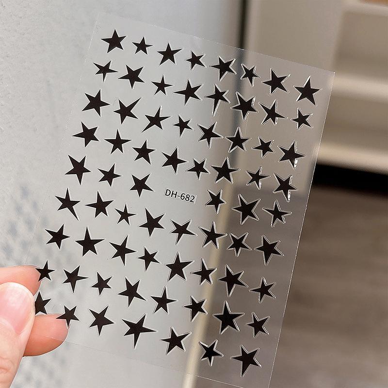 Simple Laser Silver Star Nail Art Stickers Holographic Colorful Self-Adhesive Star Decal Diy Manicure Star Slider