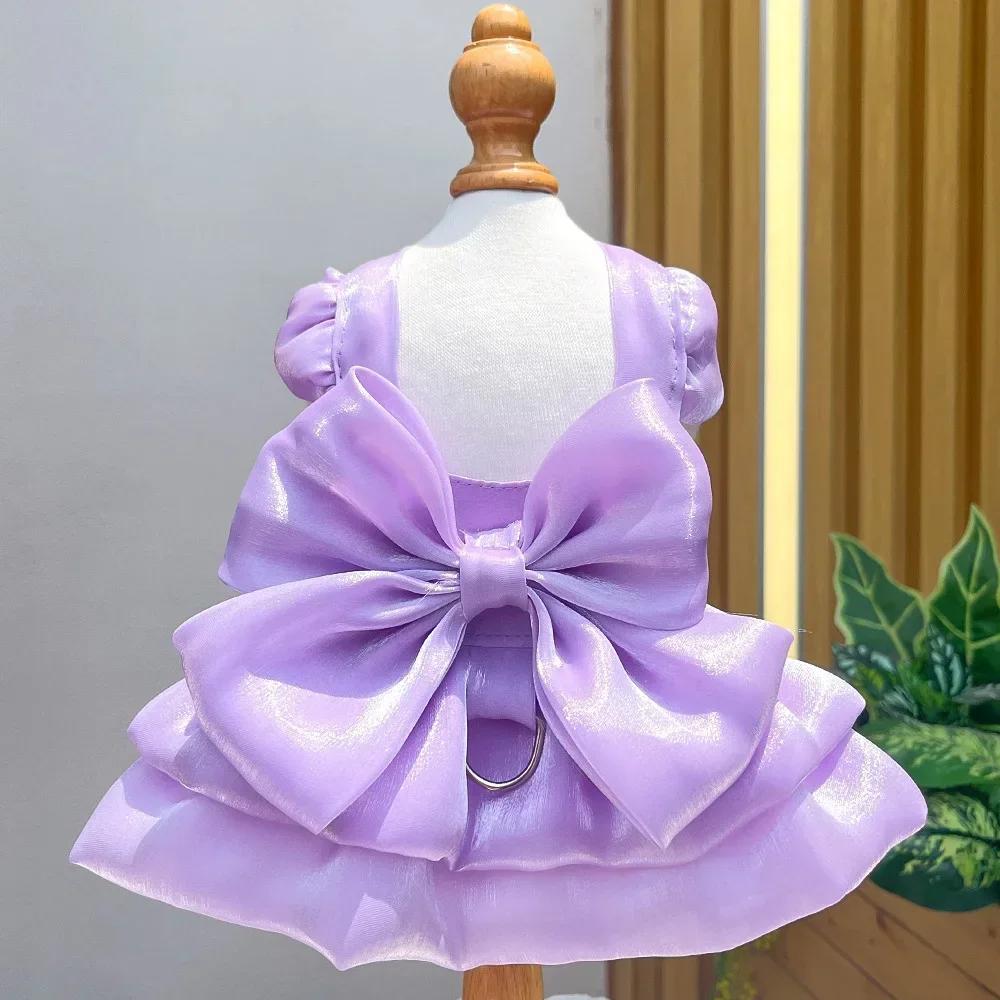 Fashion Sphynx Cat Full Dress with Bow Sweet Pet Wedding Dresses Clothes for Cats Gotas Kitten Skirt mascotas Costume vestidos