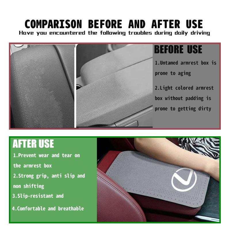 Suede Car Central Armrest Pad Scratch Resistant Anti Slip Cushion For Lexus CT ES GS NX IS250 RX350 IS200 LX570 UX250h CT200h