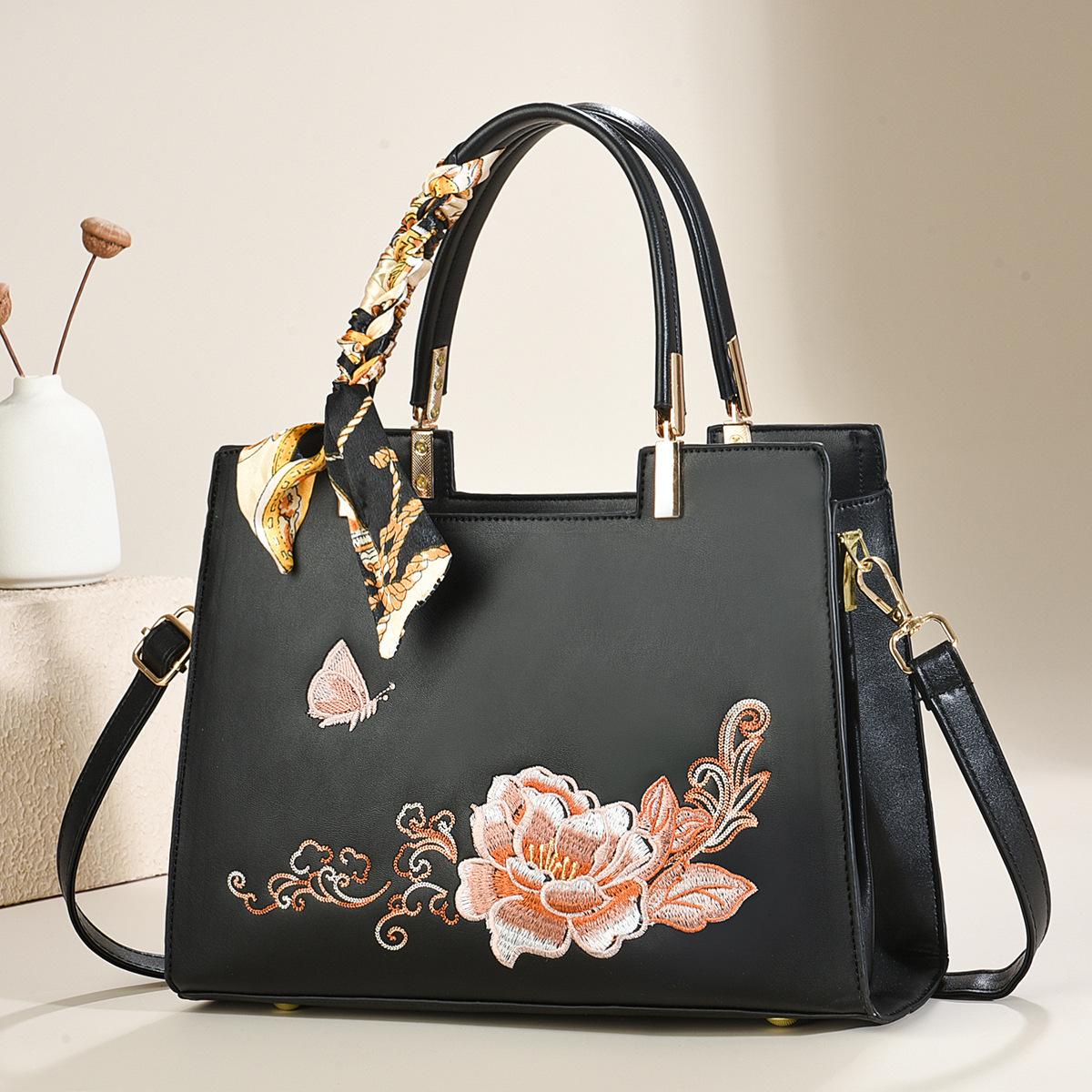 

gift bag handbag new messenger large capacity atmosphere middle-aged lady gives mother bag birthday women s bag wedding чорний