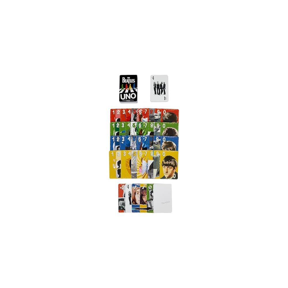 Mattel UNO Beatles Card Game 112 Cards for 2-10 Players Ages 7 and Up Black