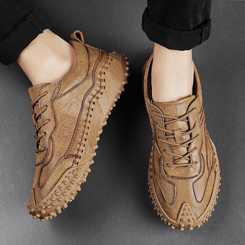 Fashion Leather Fashion Walking Shoes Breathable Men All-match Mens Sneakers Lace-Up Luxury Brand Men Casual Shoes Male Outdoor Footwear