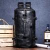 Multifunctional Leather Solid Black Color PU Travel Male Large Capacity Shoulder Backpack School Bag
