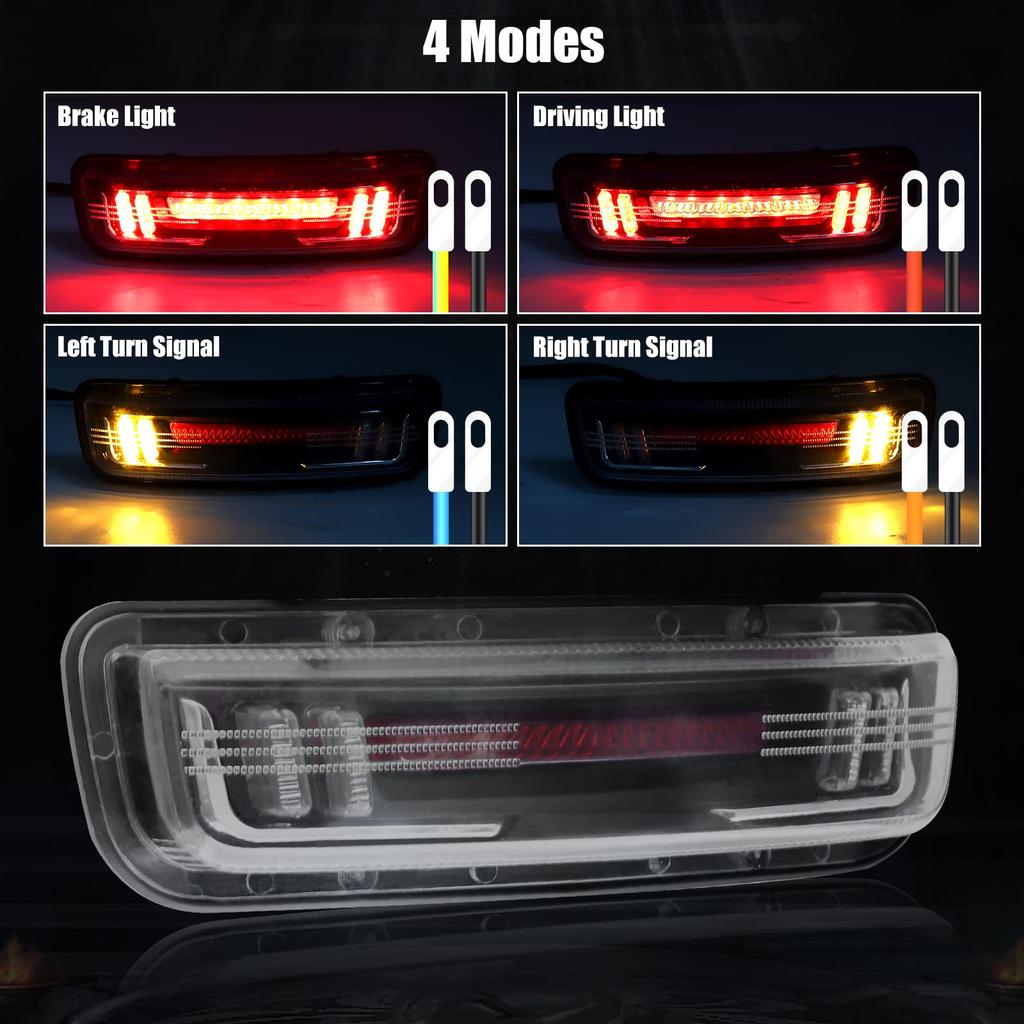 Led Motorcycle Brake Tail Light Amber Red Light Waterproof Universal Clear Lens