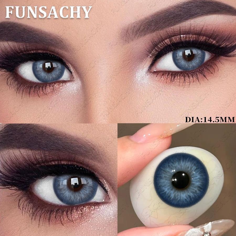 

FUNSACHY 1 Pair AVELA Colored Contact Lenses Natural Brown Soft Lens Gray Color Eye Contacts for Makeup Party Yearly Cosmetic 0