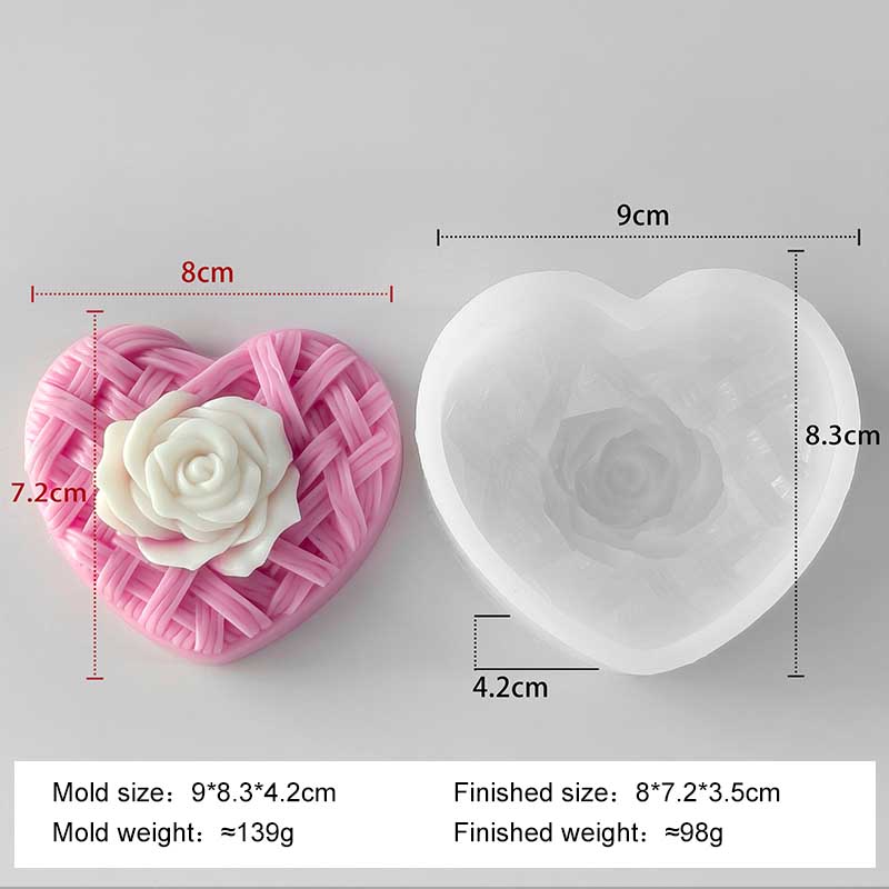 DIY Valentine's Day Love Rose Silicone Mold Handmade Soap Candle Making Supplies Heart Shaped Rose Aroma Gypsum Resin Mould