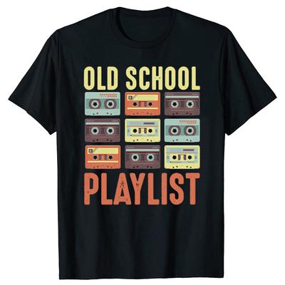 Vintage Retro Hudební Kazety Mixtape 80. a 90. léta Pánská Bavlněná Humoristická Trička Krátký Rukáv Unisex Volné Oblečení