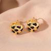 Korean Leopard Print Heart Earrings: Retro Frosted, High-End, Versatile Autumn/Winter Ear Studs for Women