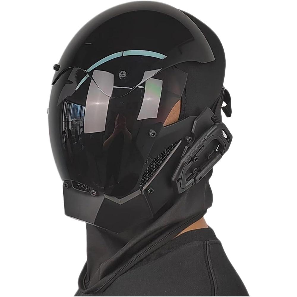Cyber Gothic Punk Helmet Mask for Men Motorcycle Futuristic Techwear Mask Cosplay Halloween Party Music Accessories