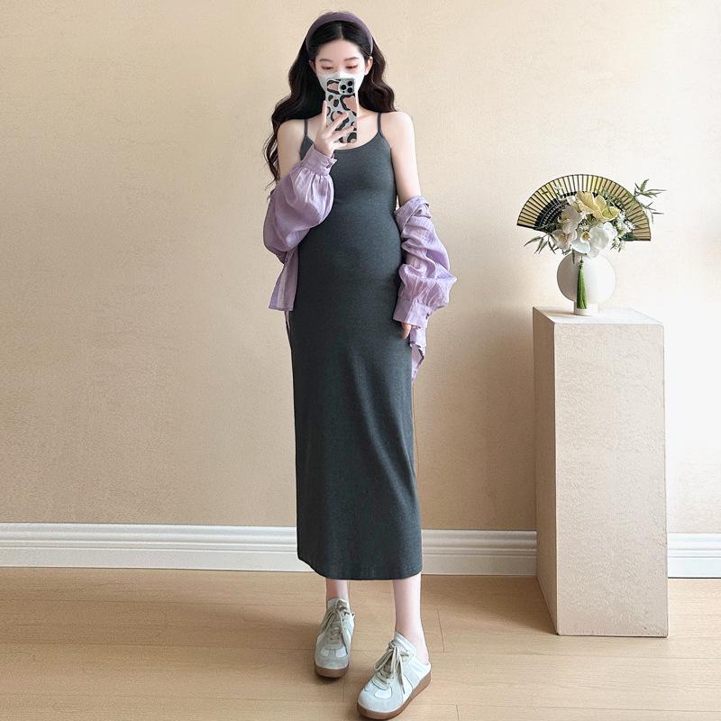 Trendy Plus Size Spring Maternity Two-Piece Dress Set L