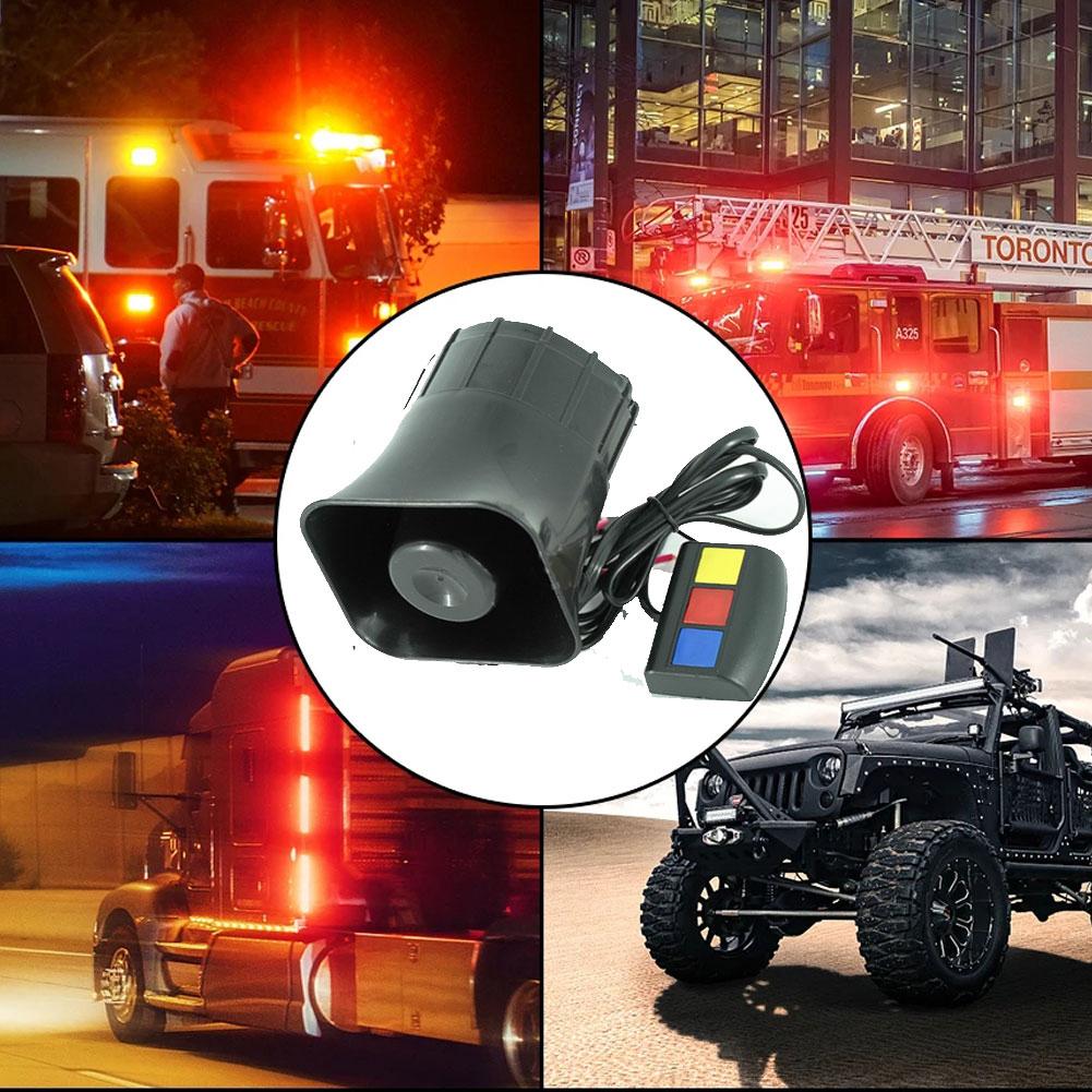 Car 3‑Tone Sound Loud Megaphone Speaker 30W PA Speaker System Emergency Sound Amplifier 12V Universal For RV Boat Truck Parts