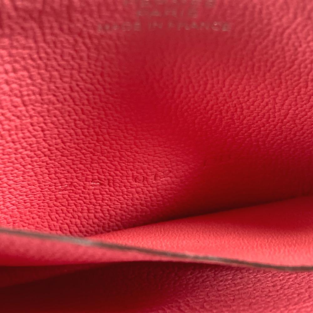 HERMES Zip Angor Wallet Coin Compartment Zip Around coin purse Leather pink