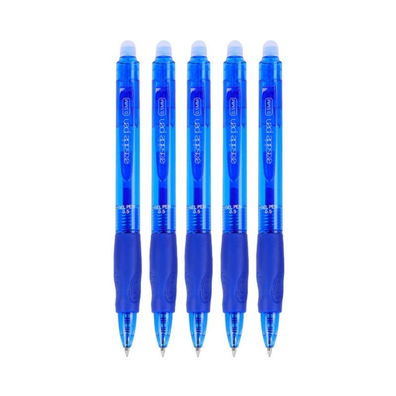 5Pcs Erasable Gel Pen Ergonomic Triangular Grip Retractable Gel Inks Pen 0.5MM for Note Taking School Office Supplies синий