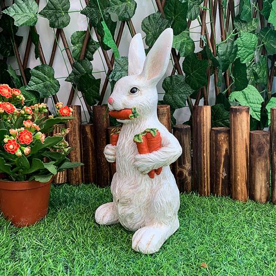Resin Garden Figurine Cute Mushroom Goose Bunny Statue for Outdoor Garden Backyard Yard Porch Patio Lawn Decor