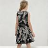Little Girls Round Neck Sleeveless Clover Printed A Line Flared Dress