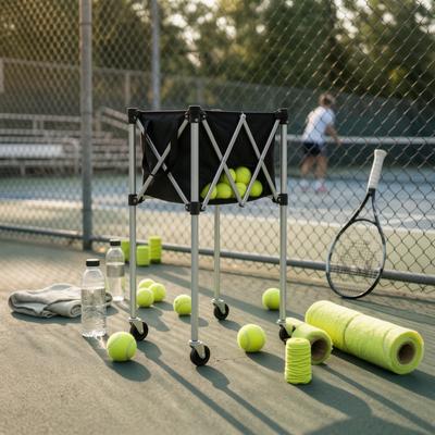 Tennis Ball Picker Wagon Wheeled Foldable Tennis Ball Wagon Sports Gear Wheels Rust-Resistant For Training