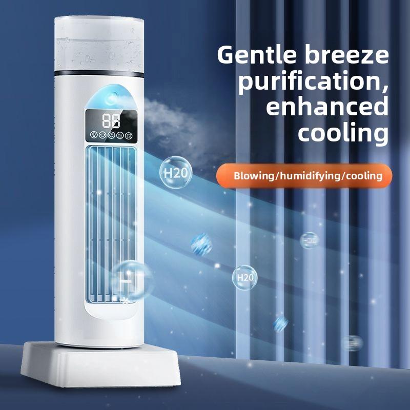 Leafless Spray Fan, Household Desktop Tower Fan, Air Conditioner Fan, Cooling Fan, Water Replenishing and Cooling Desktop USB Fan
