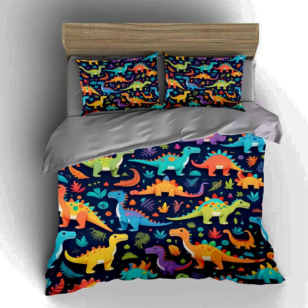 Colorful dinosaur pattern Bedding Duvet cover sets Duvet covers Pillowcases gifts (1 * Duvet Cover 2 * Pillowcases, without duvet insert)