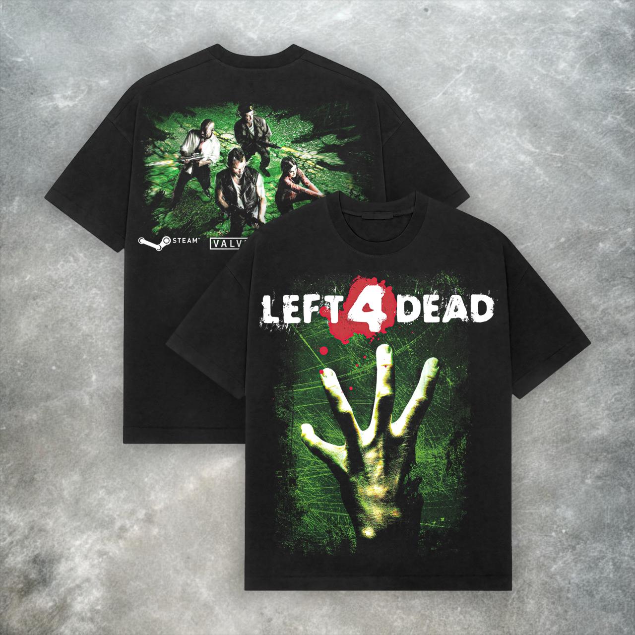 

Summer Hot Sale Left 4 Dead Valve Tshirt Retro Y2K Zombie Shooting Video Game Tshirt Mens Round Neck Short Sleeve 4XL