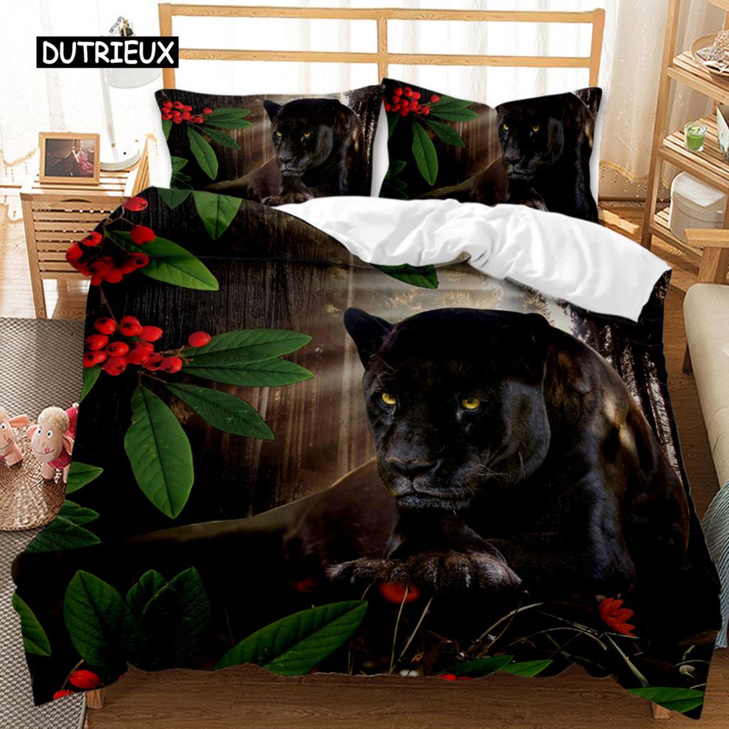 Zestaw poszewek na kołdrę dla kota, afrykański niebieski, zestaw pościeli dla kota, dzikie zwierzęta, podwójny rozmiar Queen King, poliestrowa poszewka na kołdrę