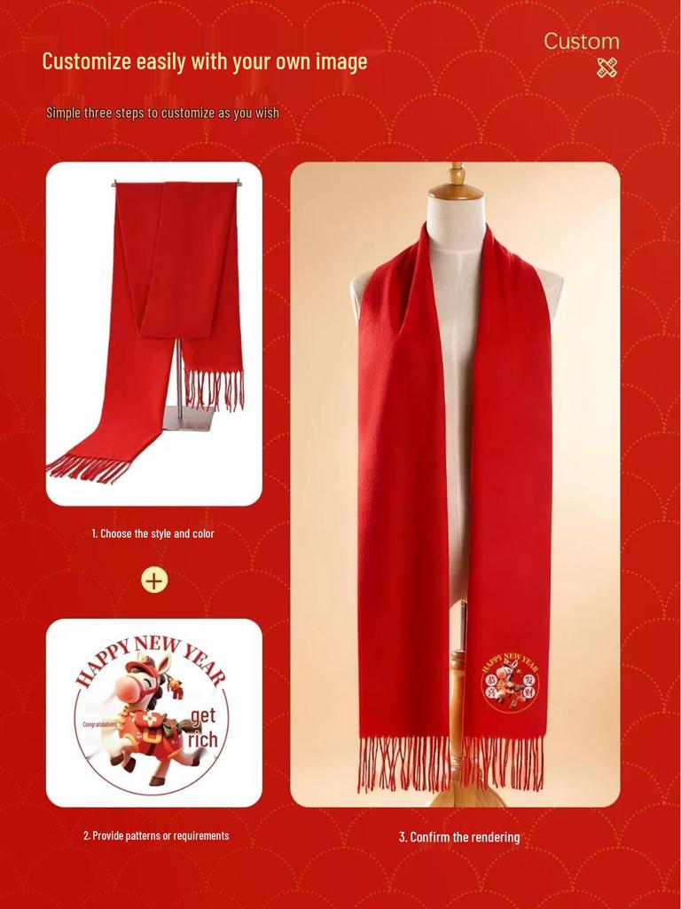 Custom Red Scarf with Logo & Embroidery for Events and Reunions