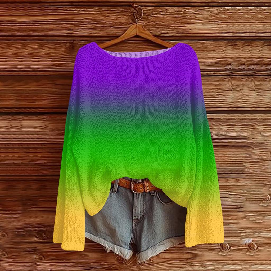 Damenmode Rundhals Langarm Print Lässiger Pullover Sweater Top