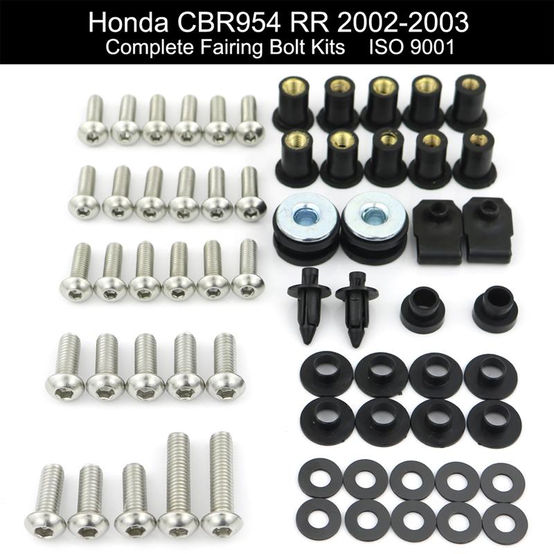Fit For Honda CBR954RR 2002 2003 CBR 954RR Motorcycle Full Fairing Kit Clips Complete Full Fairing Bolts Kit Stainless Steel