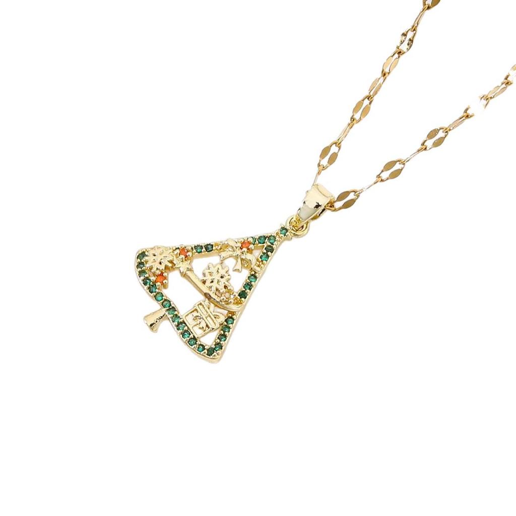 Popular Christmas Series Necklaces: Santa Claus, Peace Tree, Holiday Element Micro-Paved Drip Oil Pendant