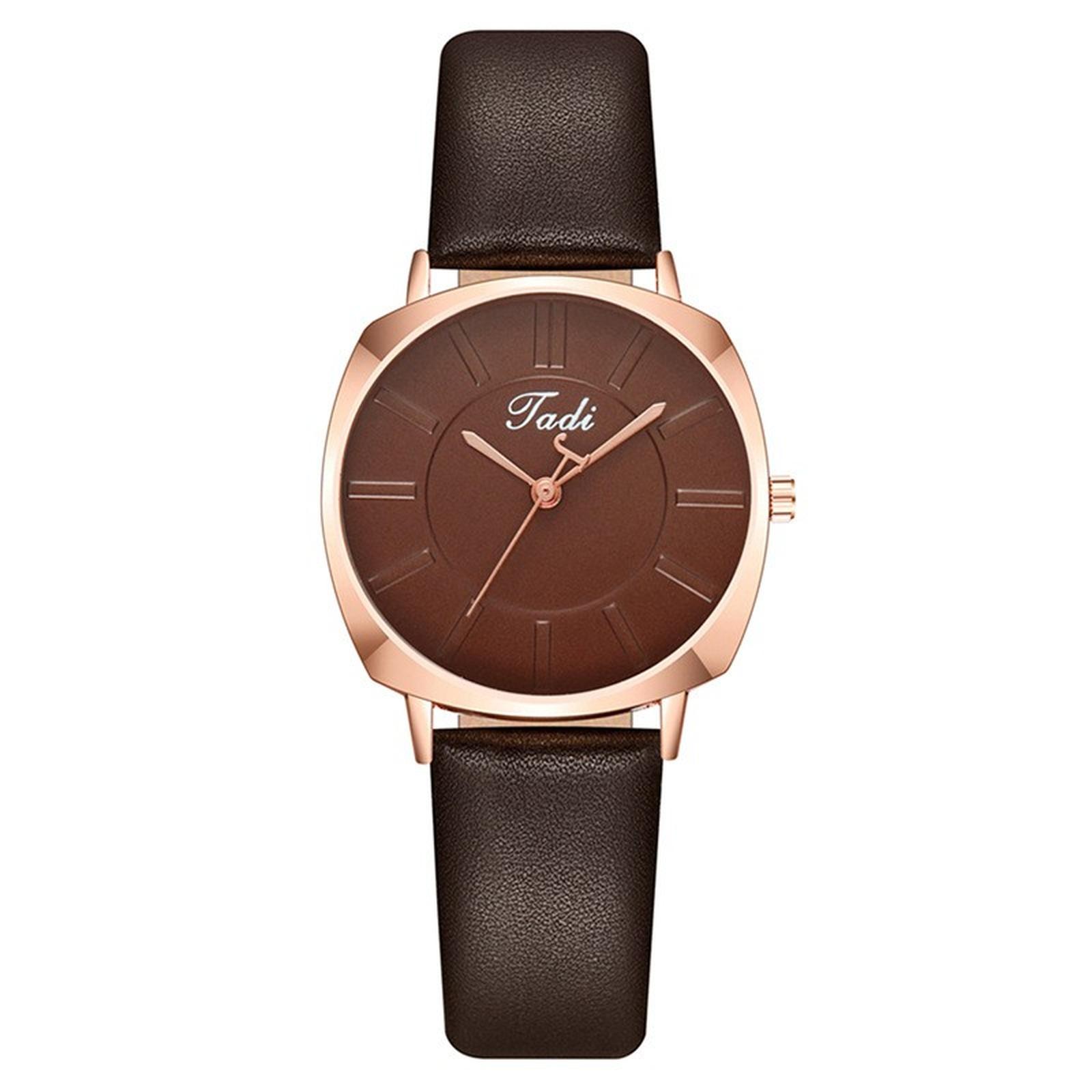 

Женские модные кожаные часы One Size кофейный