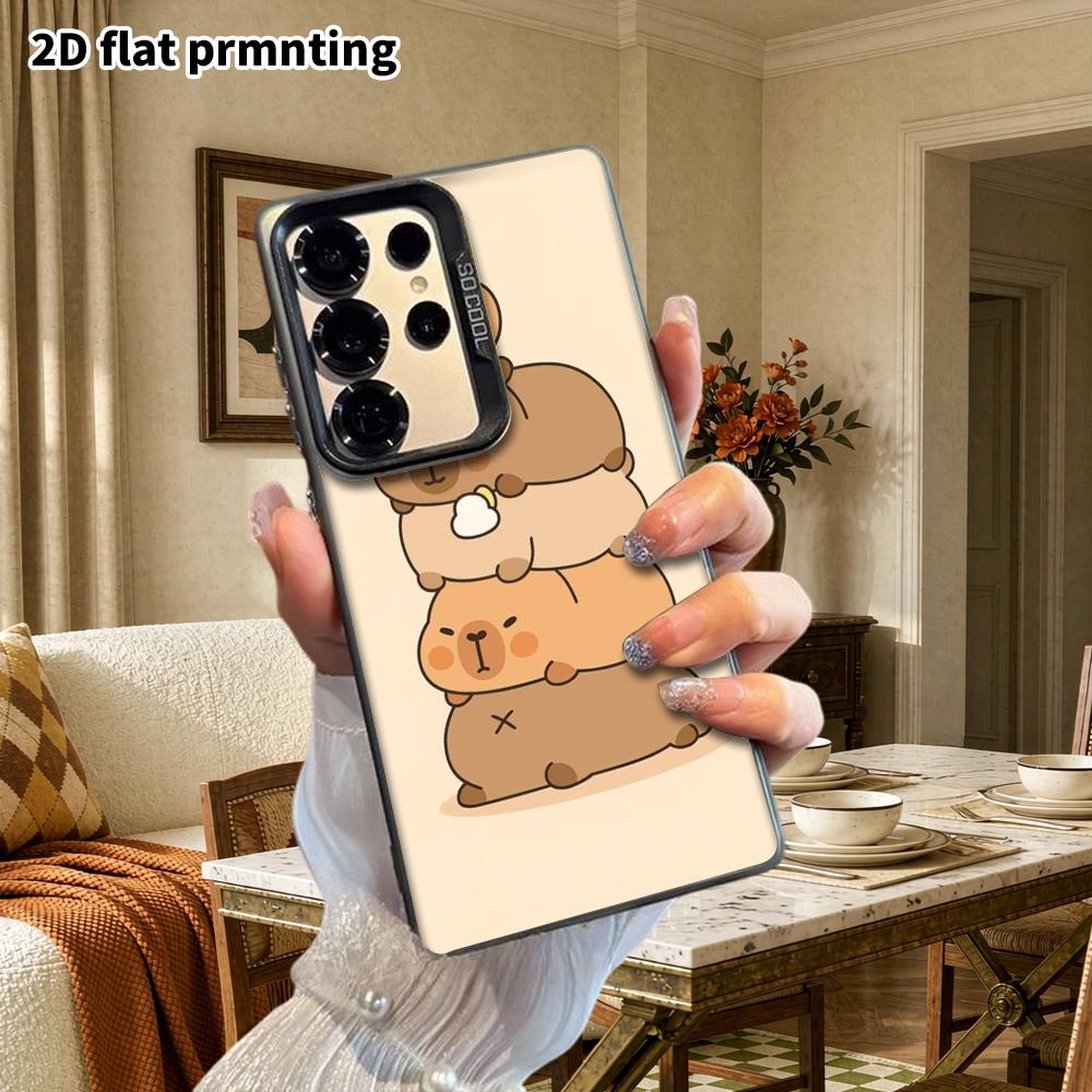 Phone Case: 2D Flat Samsung Galaxy A34 A35 M05 M06 S20 S22 S21 FE Plus 5G Protective Case, Couple Style, Capybara Stacking Fun, Christmas and Hallowee